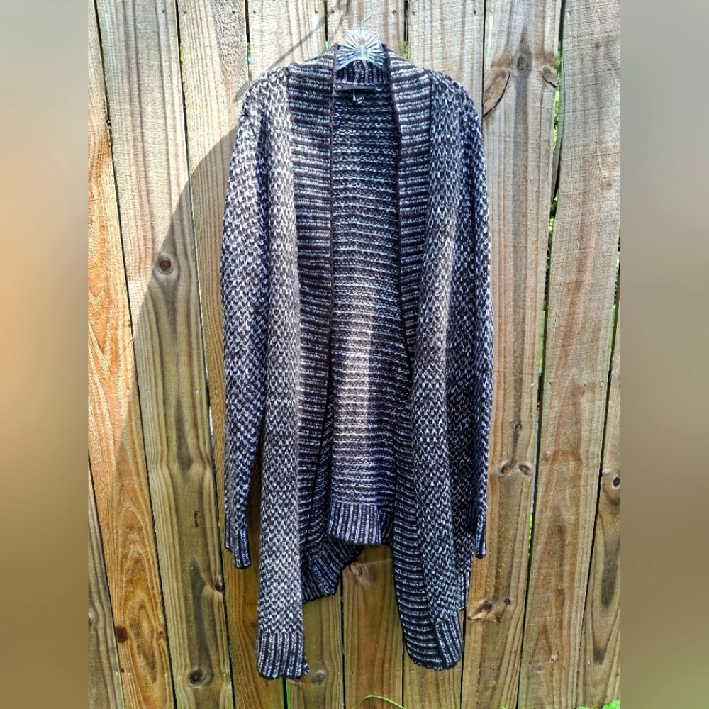 Lane Bryant Women's Black and White Open Cardigan